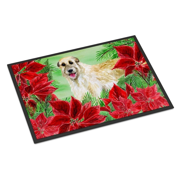 Carolines Treasures Irish Wolfhound Poinsettas Indoor or Outdoor Mat, 18 x 27 in. CK1318MAT - main